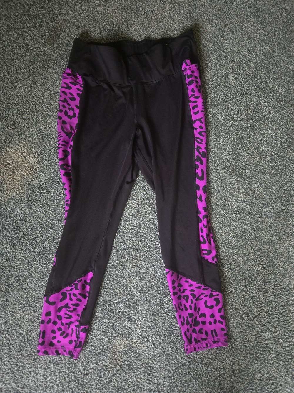 Black Leggings with Purple Leopard Panels